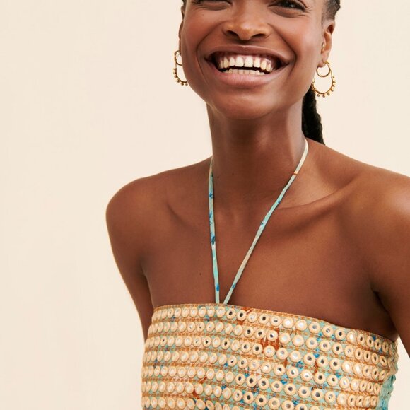 Raga Halter Top Midi Dress with Embroidered Detail Bust size large NWT - Picture 2 of 5